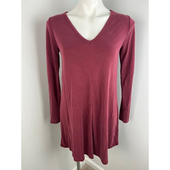 Abercrombie & Fitch Red Long Sleeved V-NeckTunic Top Small - Picture 1 of 5